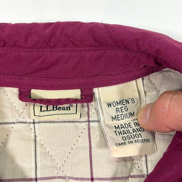 Vintage LL Bean Quilted Lightweight Coat Women's Medium Maroon Purple - Picture 6 of 8